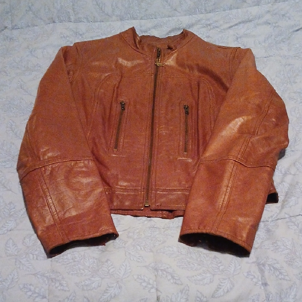 Hugo Buscati Rust Brown Leather Jacket